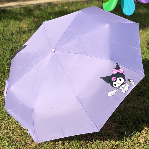 산리오 쿠로미 3단 접이식 자동 우산