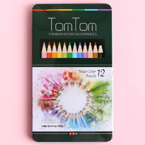 6000 톰톰 수채 색연필 수채화 수성 컬러링북 미술용 컬러드로잉 색연필 12색