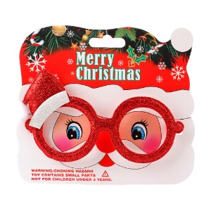 크리스마스 코스튬 반짝이 산타 모자 안경